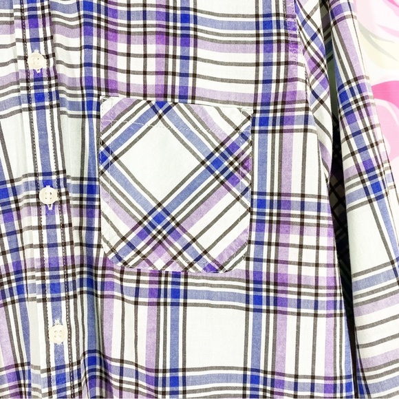 American Eagle Outfitters AEO Checkered Plaid Boyfriend Button Down Shirt L - Picture 5 of 11
